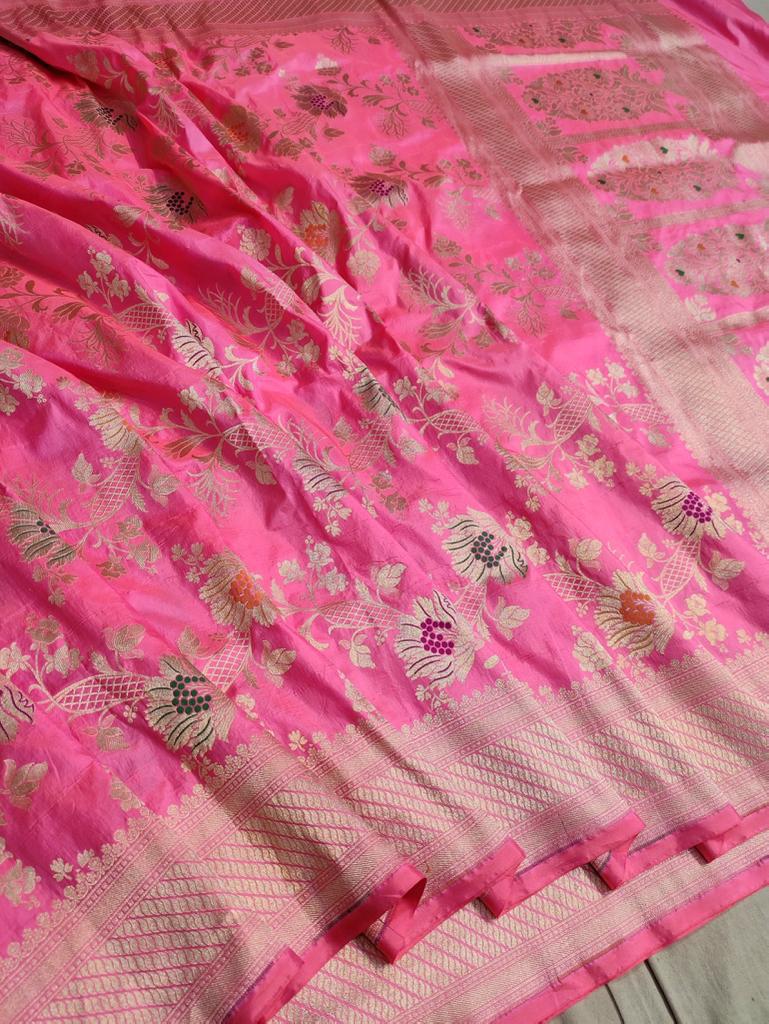 Exclusive Meenakari katan silk sarees - Saffronfashionindia