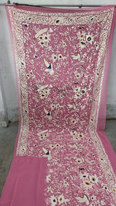 Suhana pink gorgette Parsi gara saree