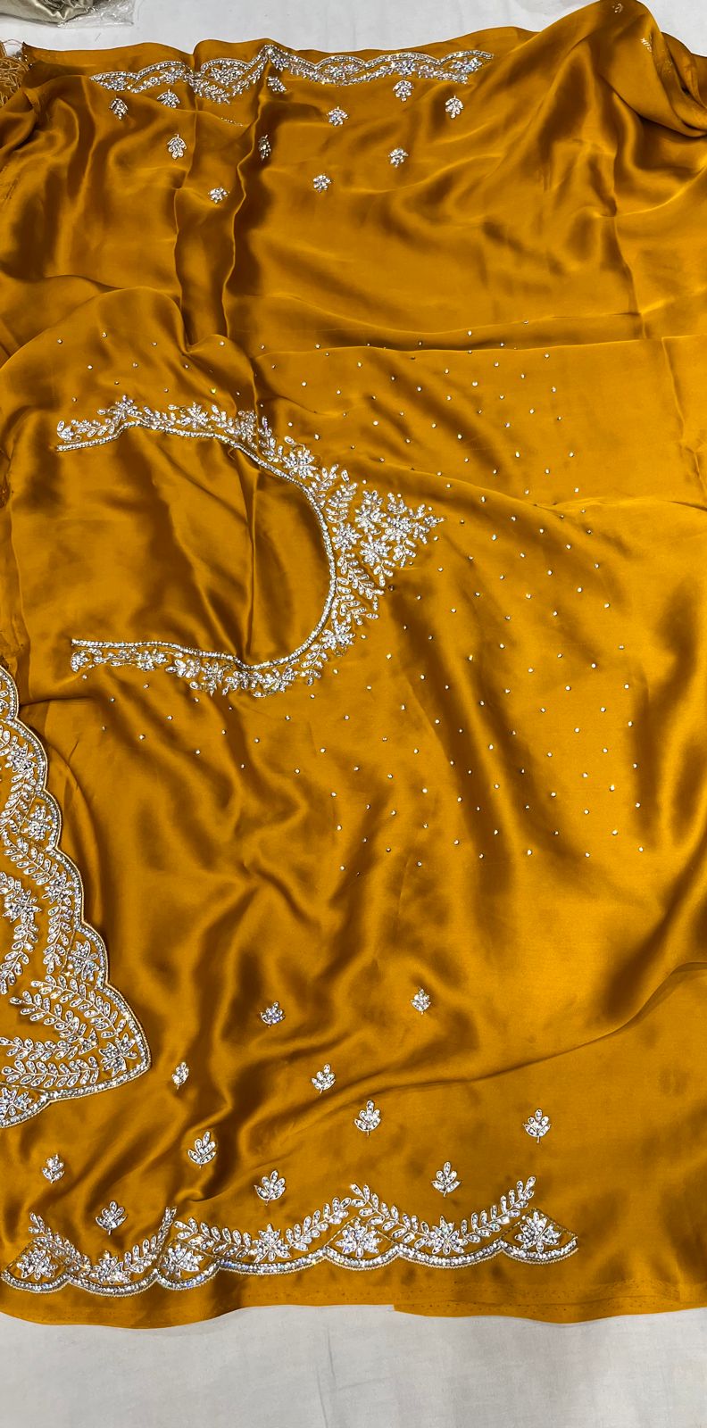 Zarkan satin reception saree - Saffronfashionindia