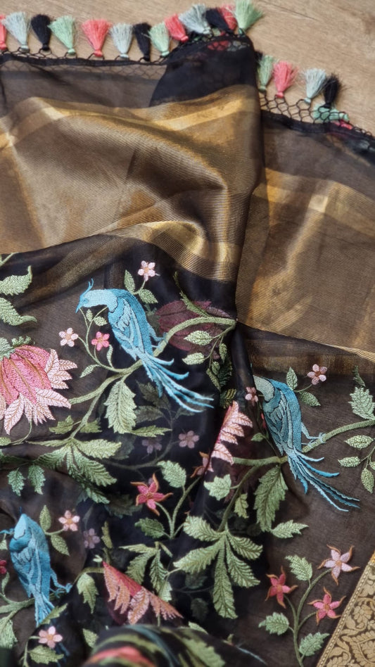 Lilac inspired embroidered saree - Saffronfashionindia