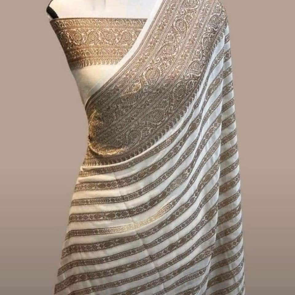 Lavita khaddi chiffon gorgette saree - Saffronfashionindia