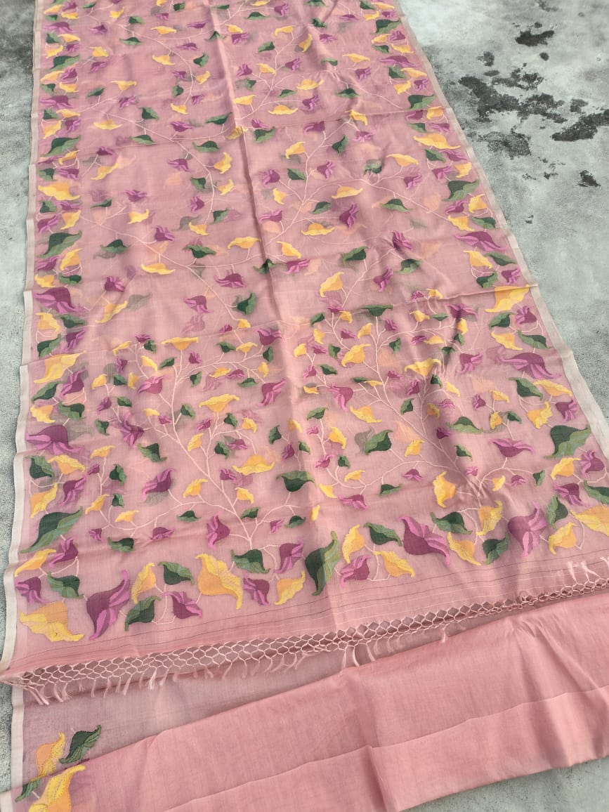 Rihanika muslin tantuj jamdani sarees - Saffronfashionindia