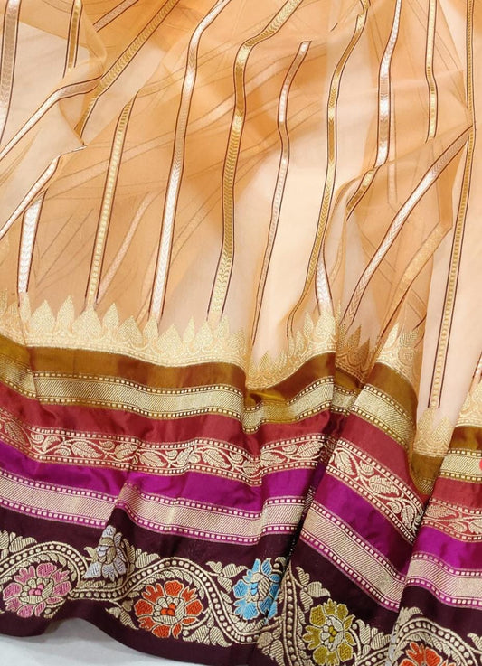 Mivika handwoven kora kadwa saree - Saffronfashionindia