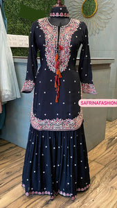 Black embroidery kurta set