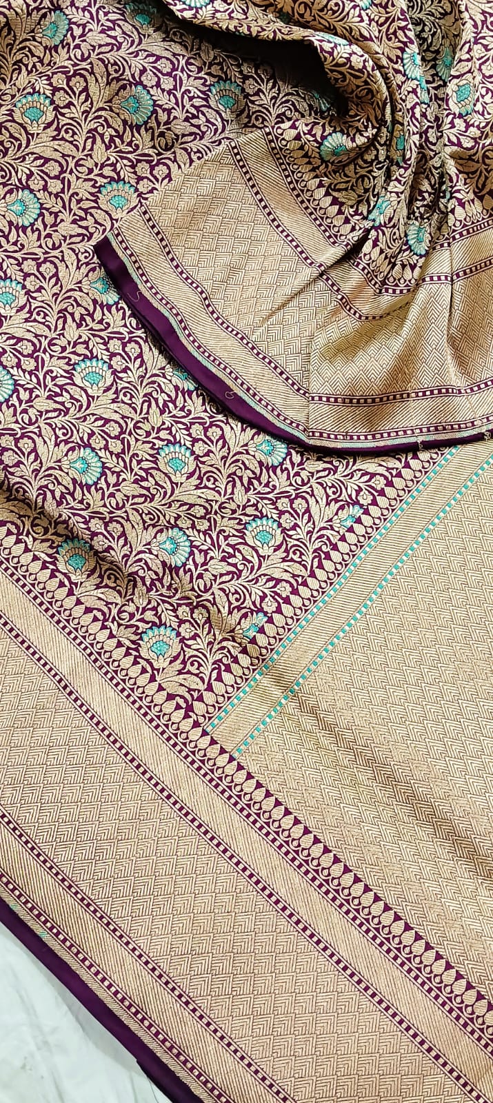 Brocade Katan Banarsi silk saree - Saffronfashionindia