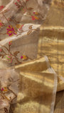 Embroidered tissue silk organza sari