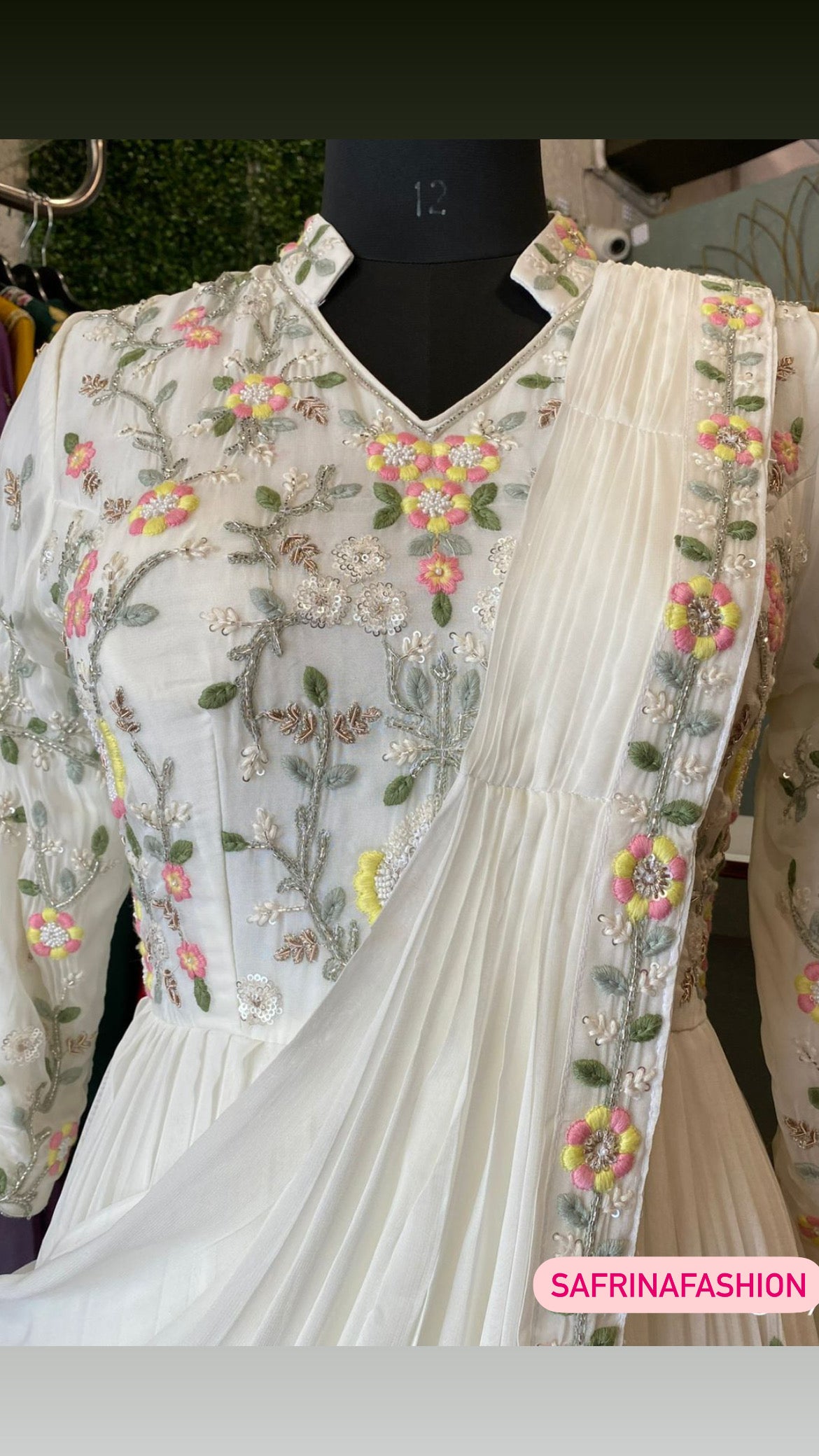 Embroidered fairly gown - Saffronfashionindia