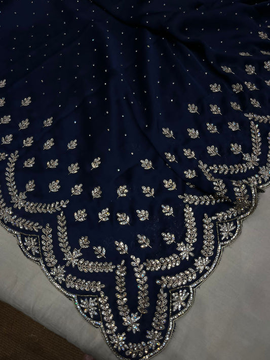 Zarkan satin reception saree - Saffronfashionindia