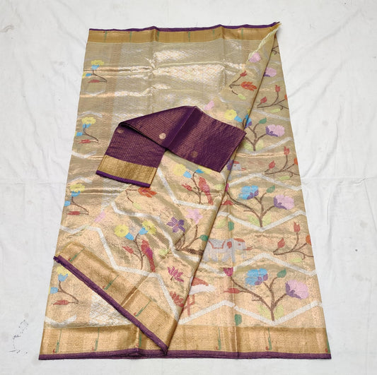 Vashita double tissue zari saree - Saffronfashionindia