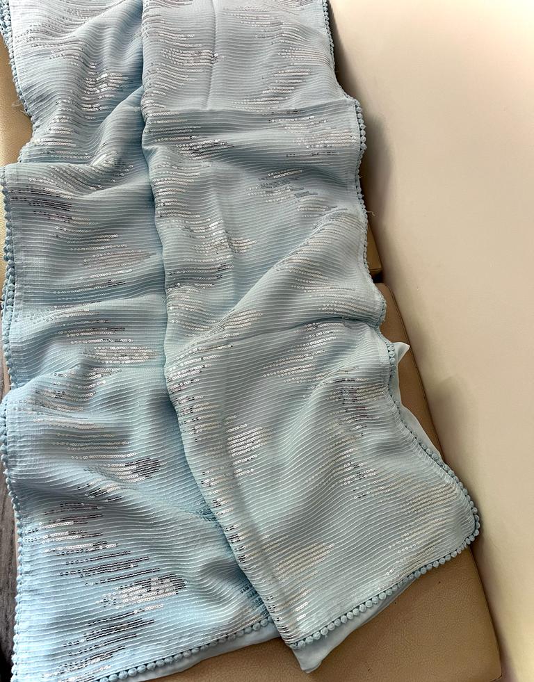 Lahima gorgette sequence saree - Saffronfashionindia