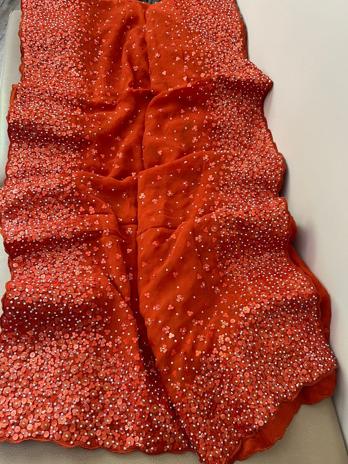 Lihaz gorgette embroidery beautiful sarees - Saffronfashionindia