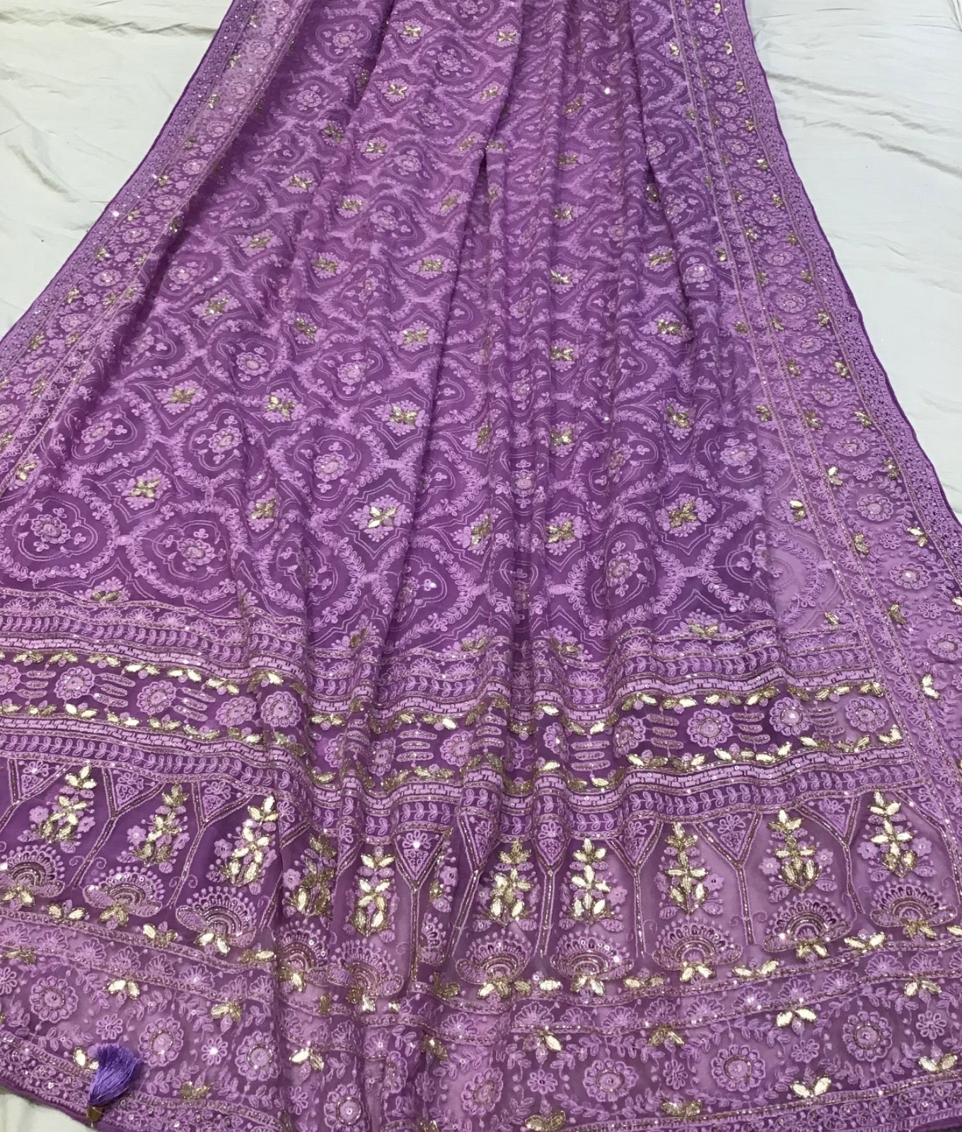 Naisha Chikankari gottapatti saree traditional saree - Saffronfashionindia