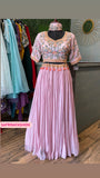 Floral pink lehanga choli dress