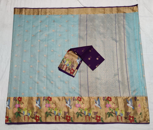 Roza jamawar weaving tissue zari saree - Saffronfashionindia