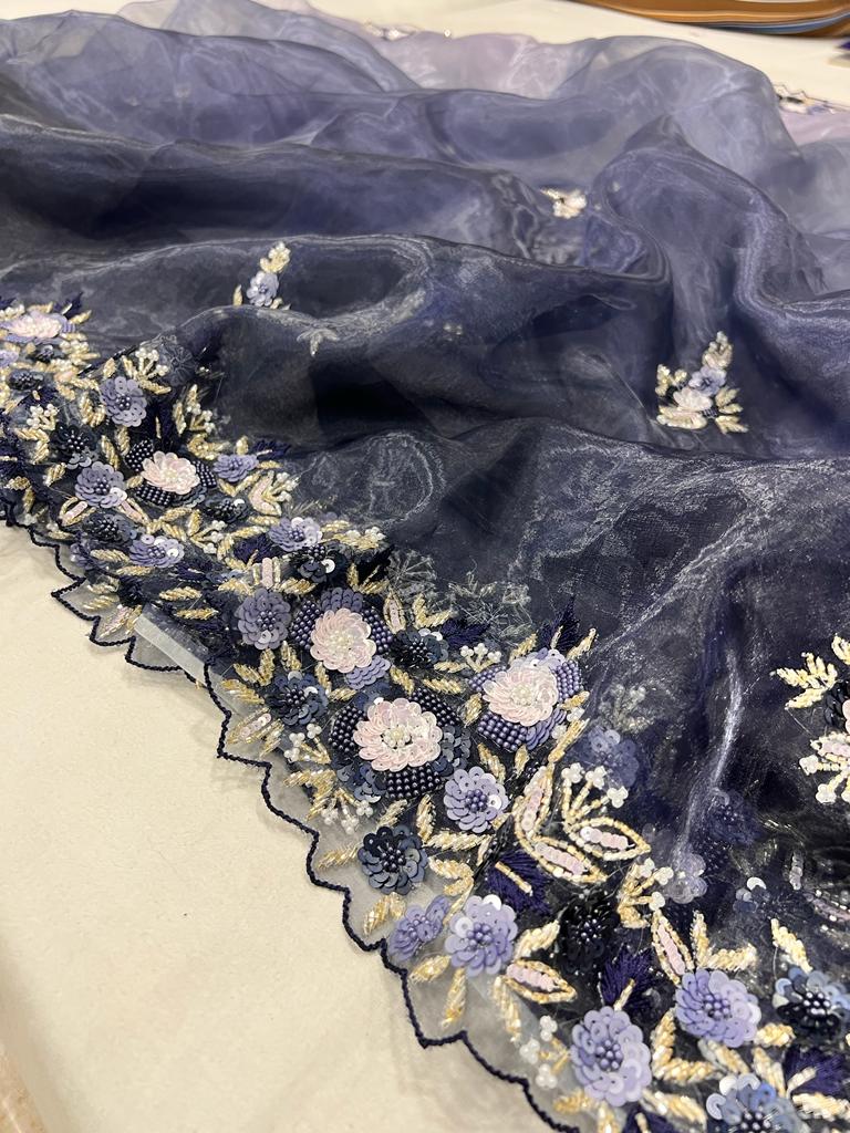 Billie sequins partywear sequins saree - Saffronfashionindia