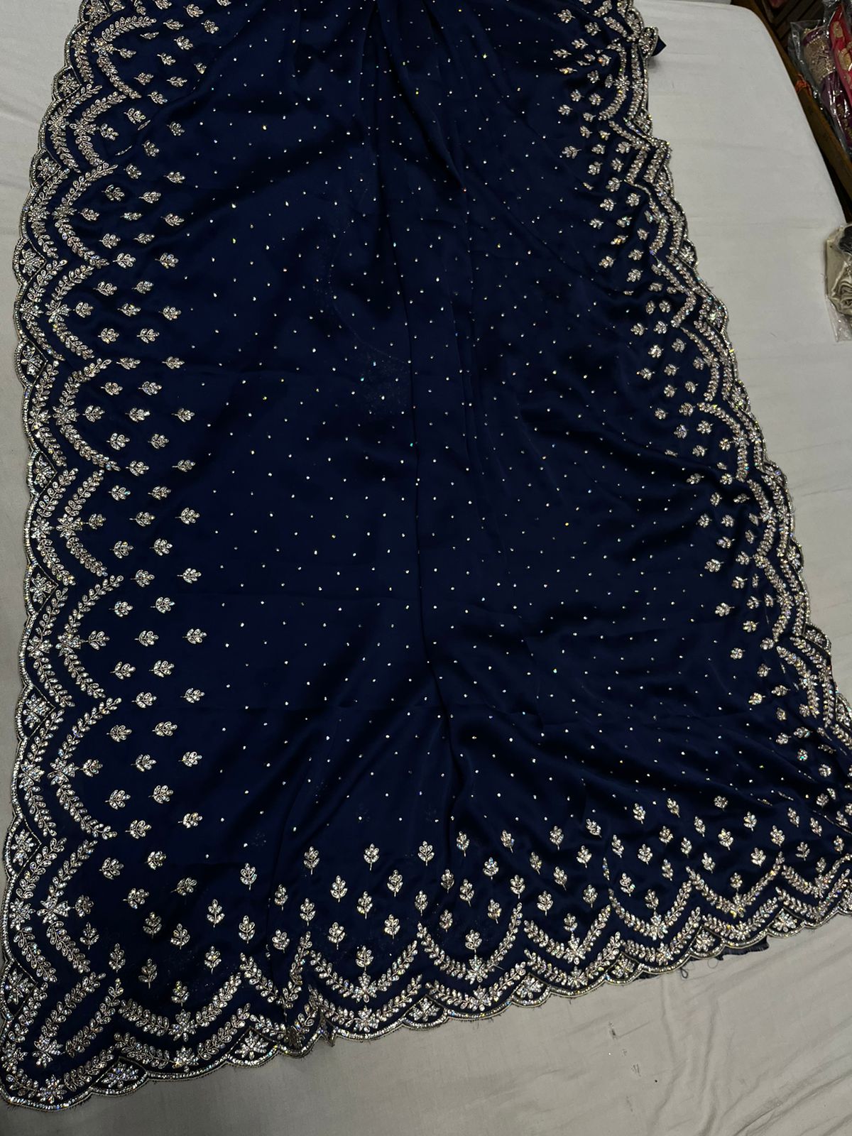 Zarkan satin reception saree - Saffronfashionindia