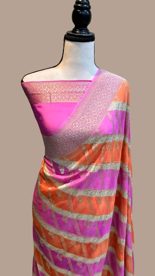 Boudi handloom khaddi gorgette saree - Saffronfashionindia