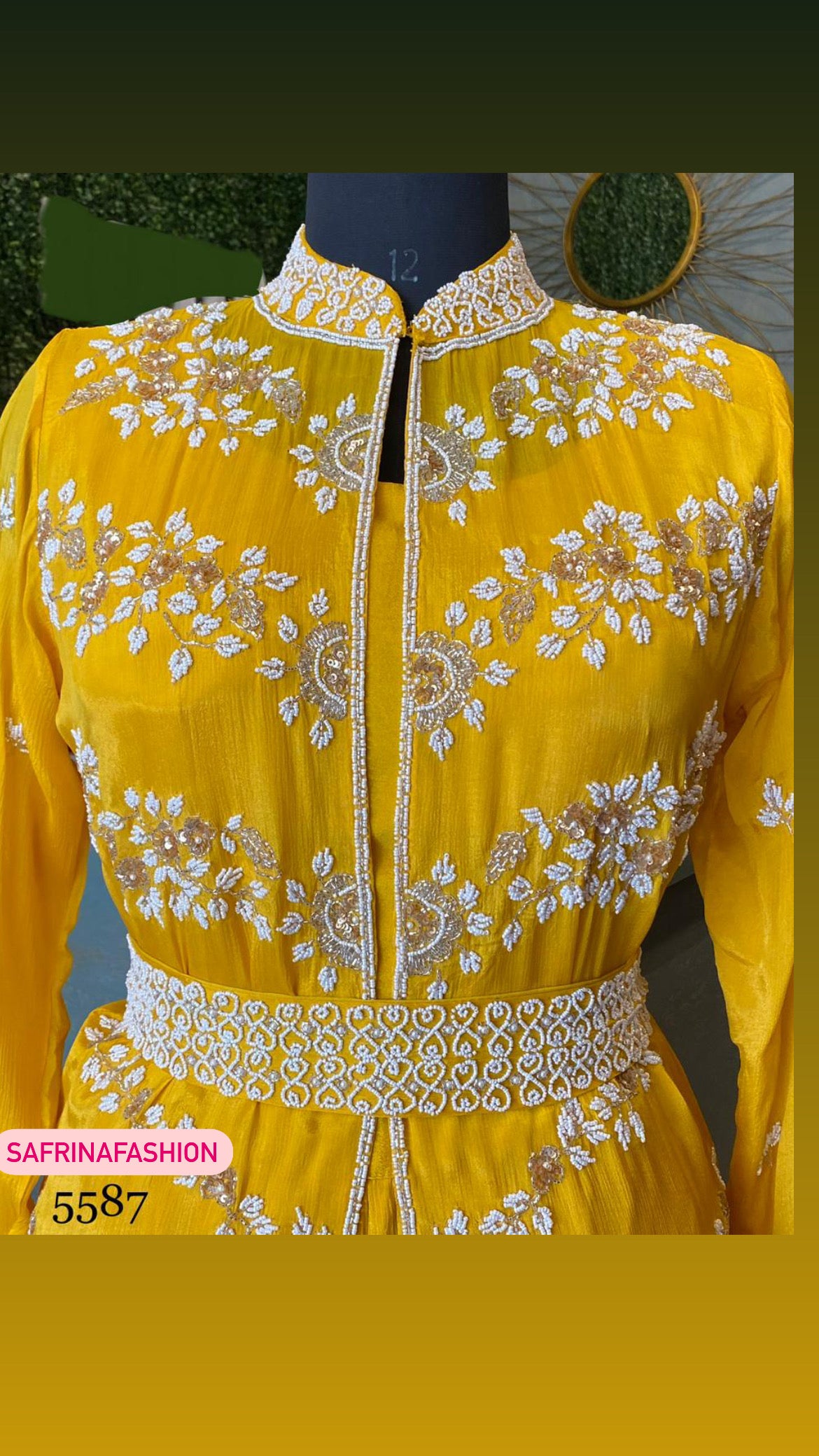 Yellow pearl indowestern dress - Saffronfashionindia