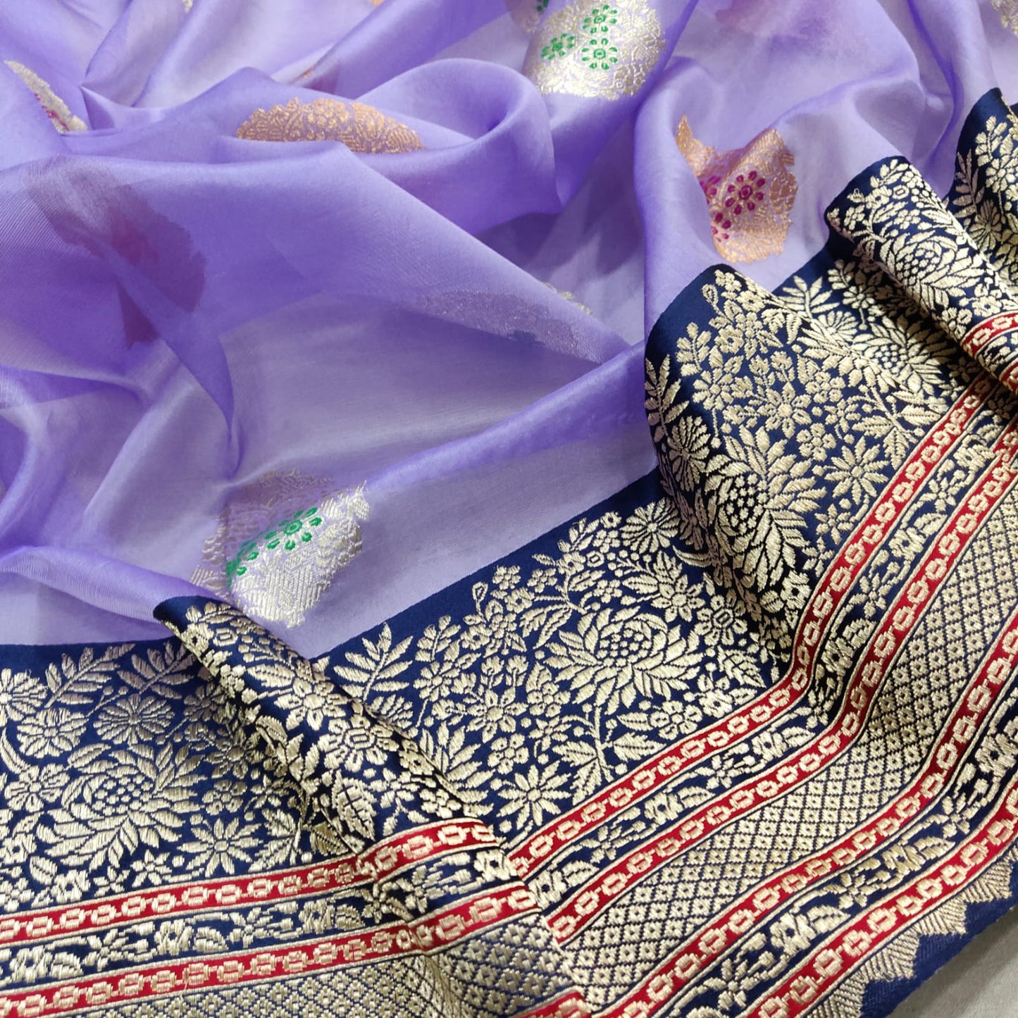 Lavender kora handwoven sarees - Saffronfashionindia