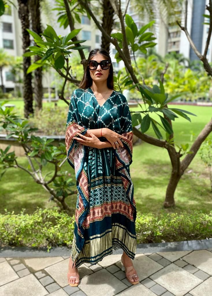 Beachong gajji silk kaftan - Saffronfashionindia