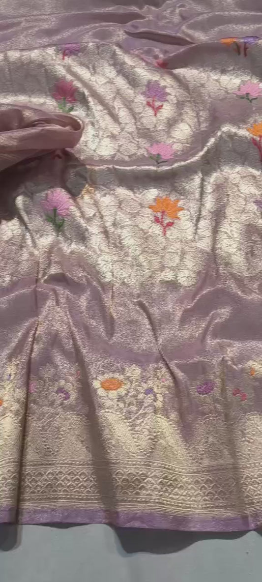 Banarsi kadwa tissue silk saree tilfi meenakari sarees