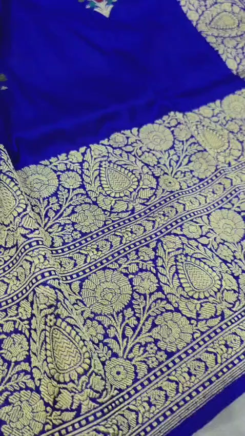 Royal blue saree banatei saree jatan silk sari blouse