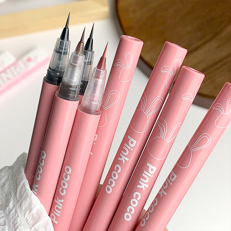 Pinkcoco Finely Carved Ultra-fine Eyeliner Liquid Pen With Ultra-fine Tip Is Waterproof, Long-lasting, Quick-drying And Does Not Smudge Eyelashes Silkworm Pen - Saffronfashionindia