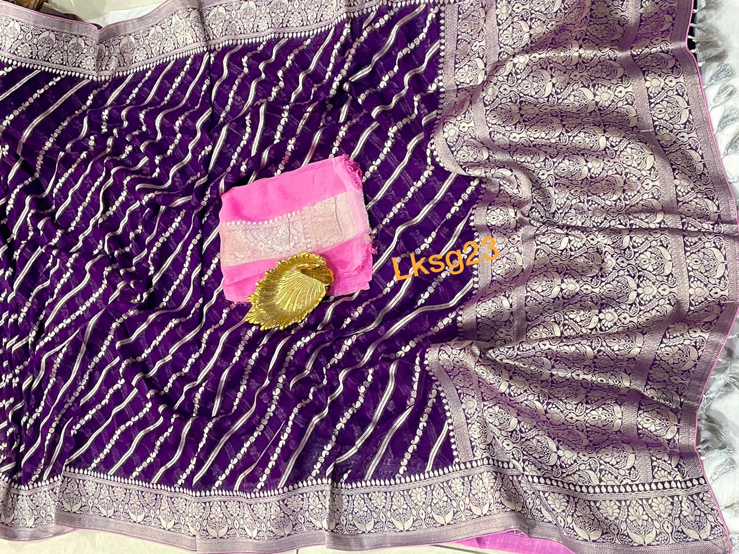 Rini khaddi gorgette silver jari saree - Saffronfashionindia