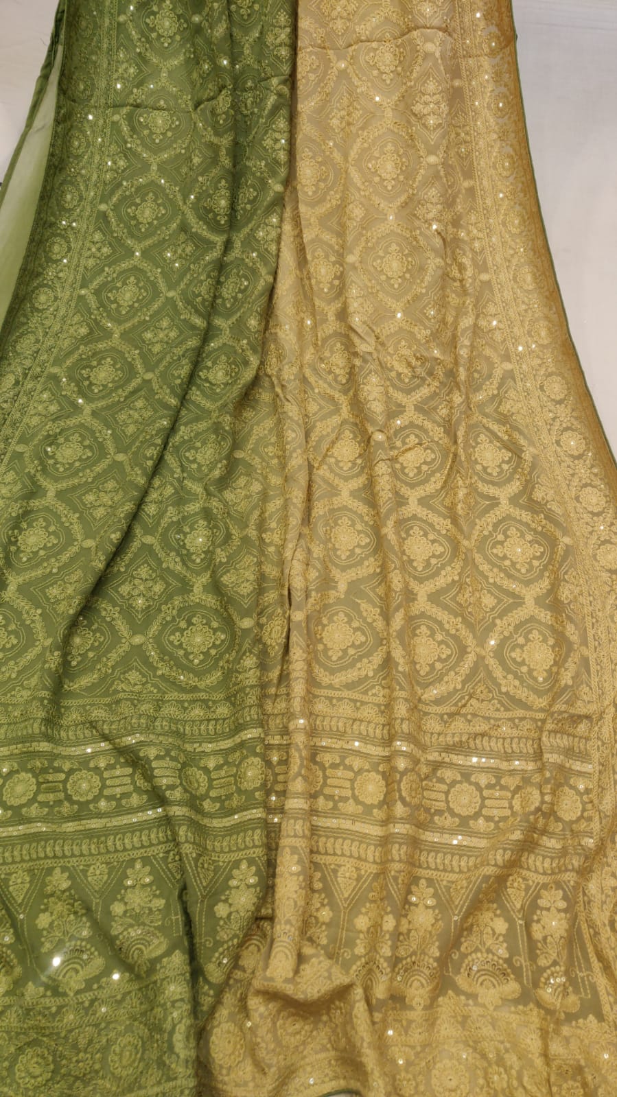 Dual shaded Chikankari saree - Saffronfashionindia