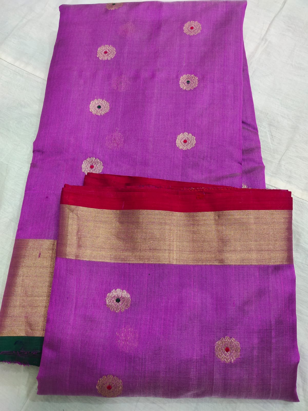 Purple Chanderi saree - Saffronfashionindia