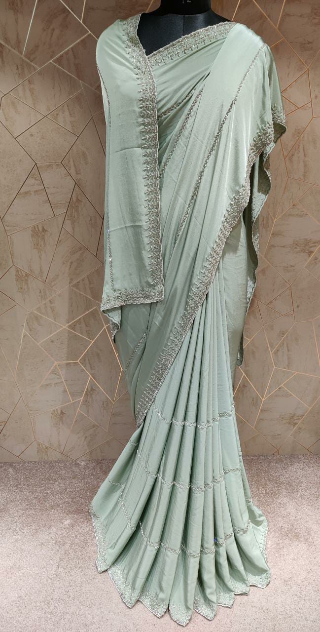 Kaniza crepe katdana saree - Saffronfashionindia