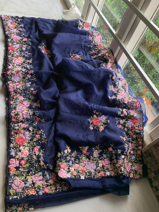 Ravoli organza saree wedding saree - Saffronfashionindia