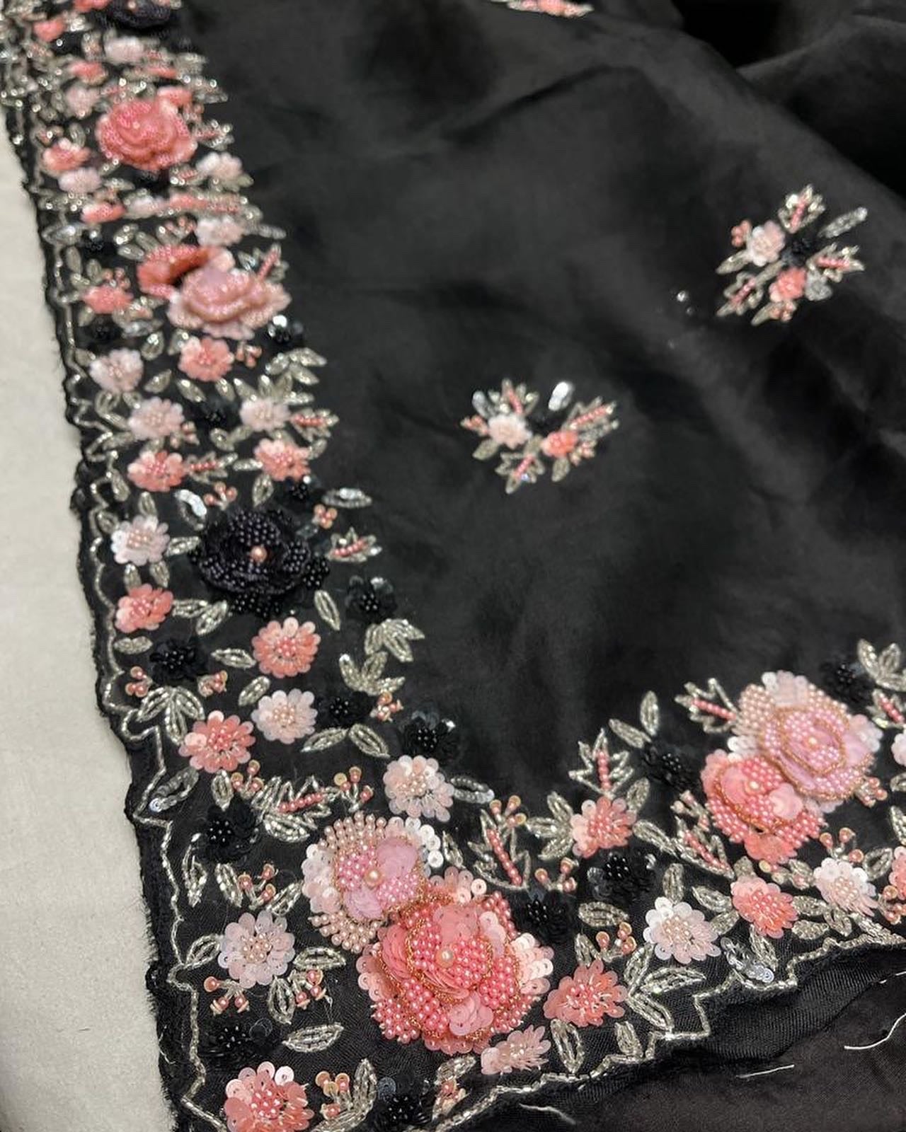 Venus floral organza saree - Saffronfashionindia