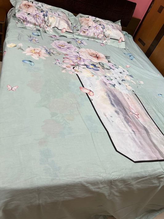 Digital printed floral bedsheet - Saffronfashionindia