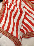 Striped satin saree