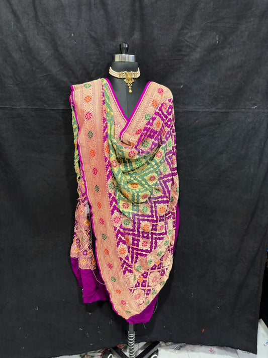 Rumania bandhani dupatta - Saffronfashionindia