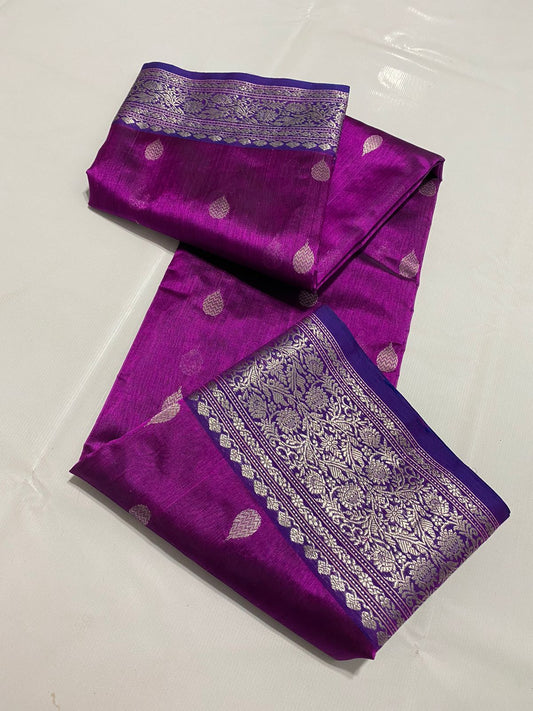 Wine inspired beautiful Chanderi saree - Saffronfashionindia