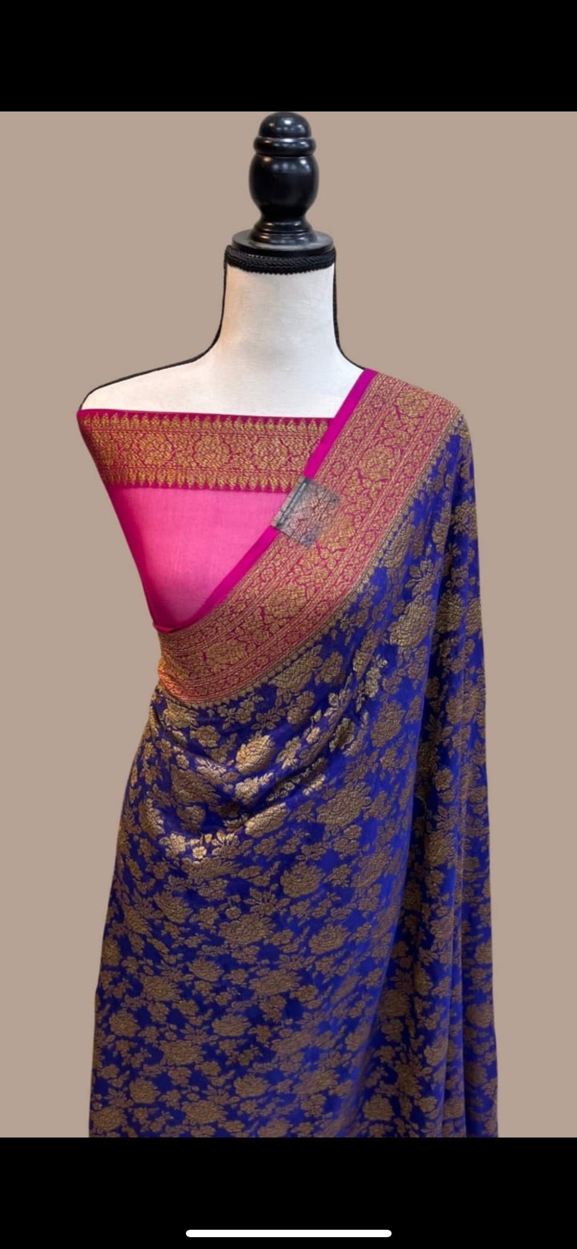 Avera khaddi gorgette saree - Saffronfashionindia