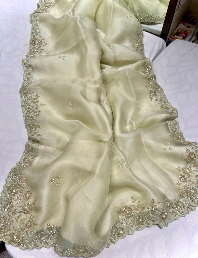 Lubina silk organza saree - Saffronfashionindia