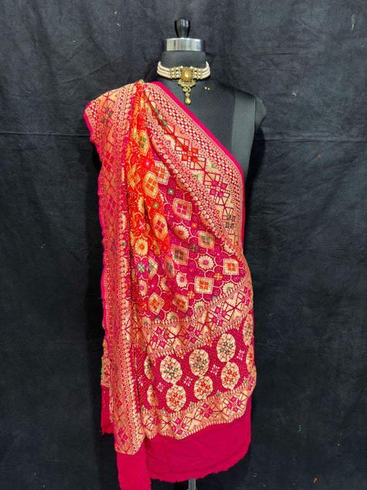 Meenakari Banarsi dupatta - Saffronfashionindia