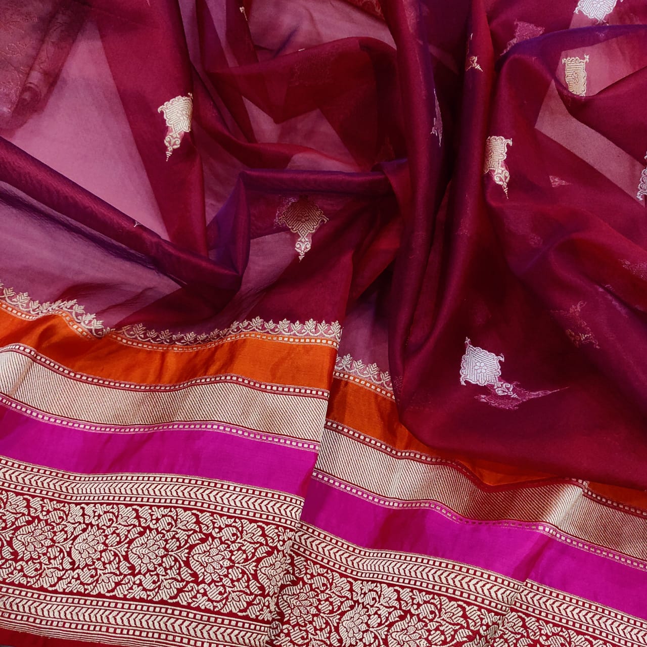 Vanisha handwoven kora saree - Saffronfashionindia