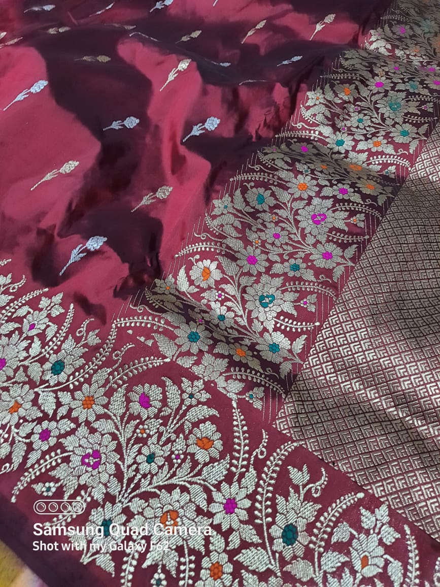 Katan banarsi Paithani saree - Saffronfashionindia