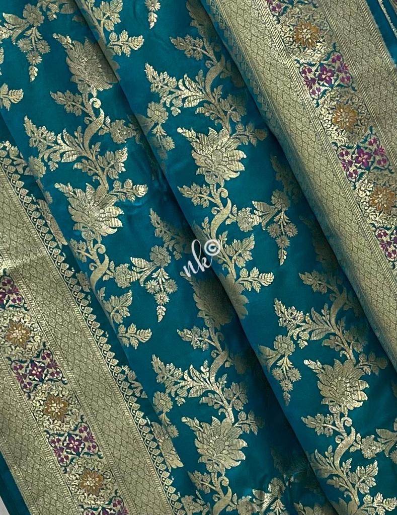 Beautiful floral weaved saree - Saffronfashionindia