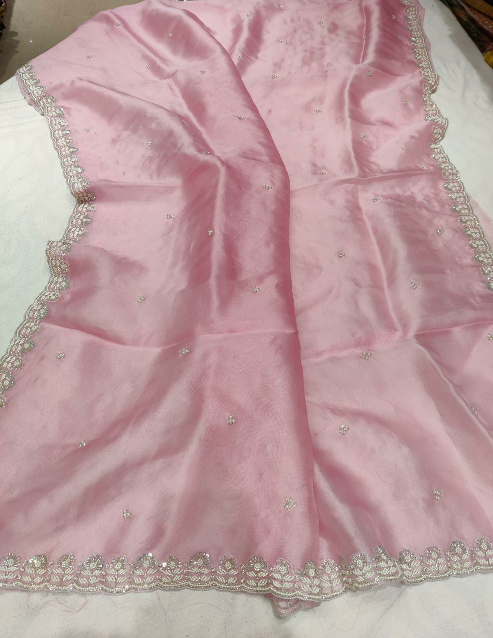 Luvika pearl organza saree - Saffronfashionindia