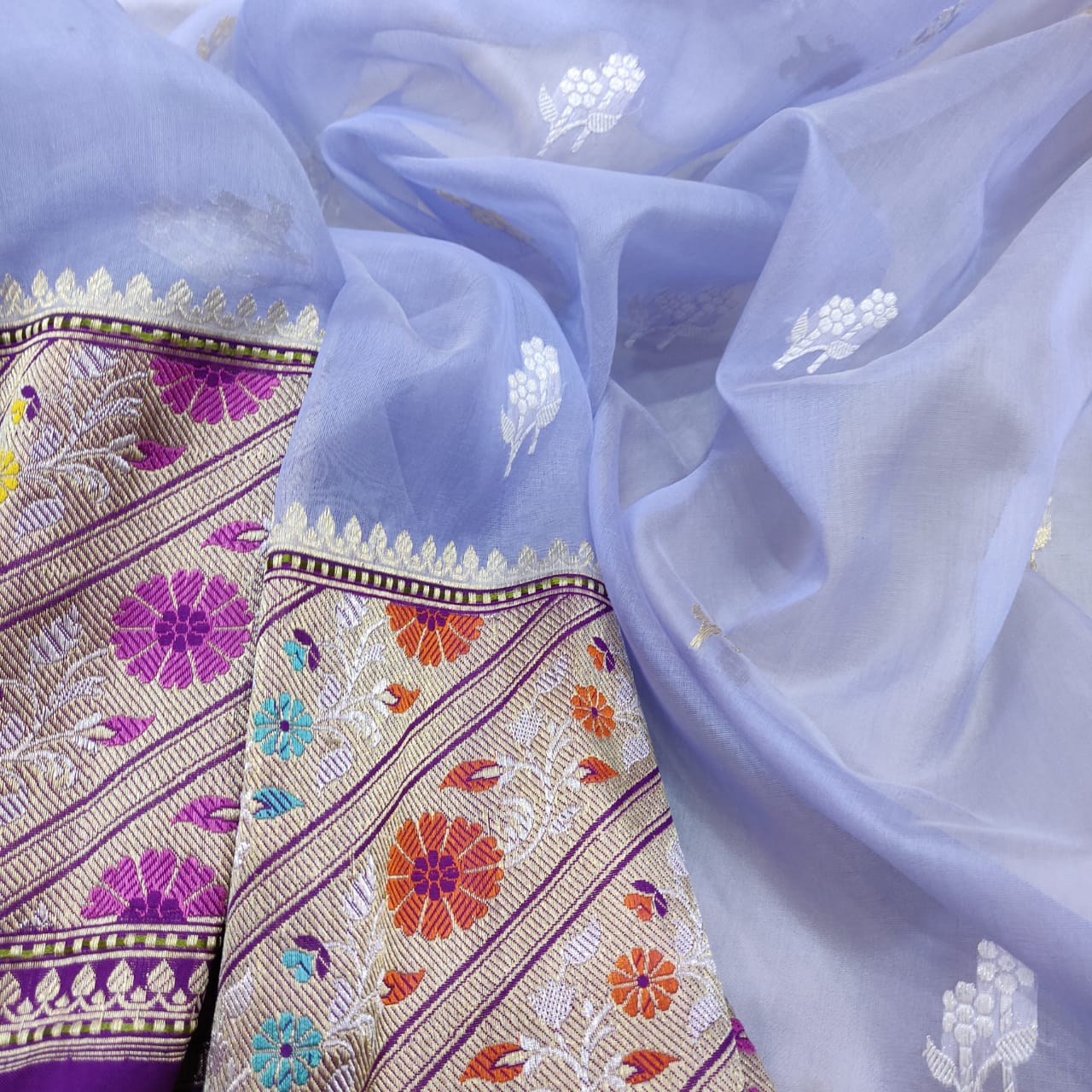 Nakaisha kora handloom saree - Saffronfashionindia