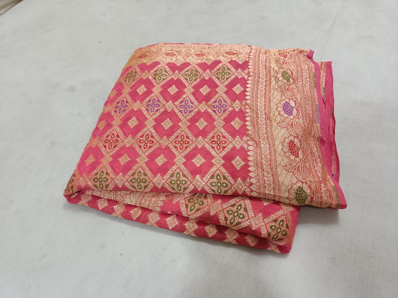 Lovely khaddi gorgette saree,,,,,chiffon saree - Saffronfashionindia