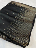 Black satin partywear saree