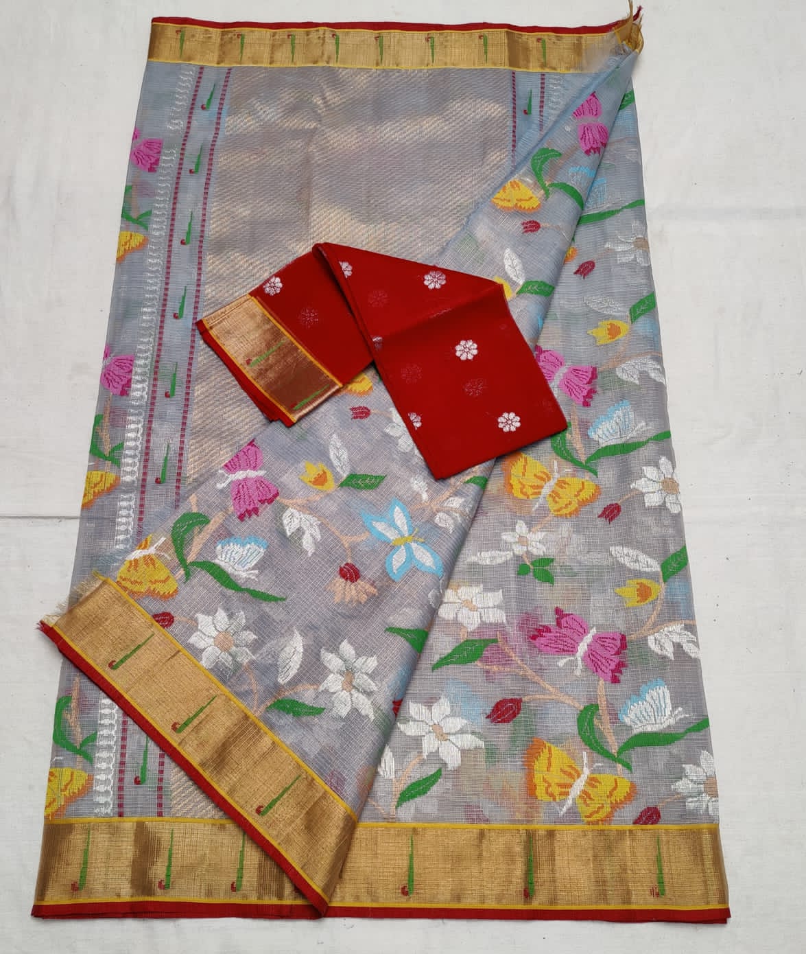 Tissue kota Meenakari saree - Saffronfashionindia