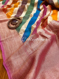Handwoven striped gorgette saree