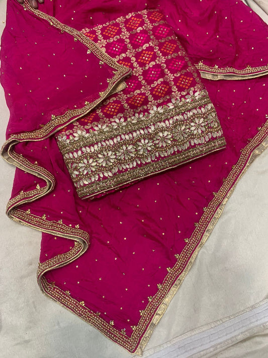 Pinkly checks salwar suit - Saffronfashionindia